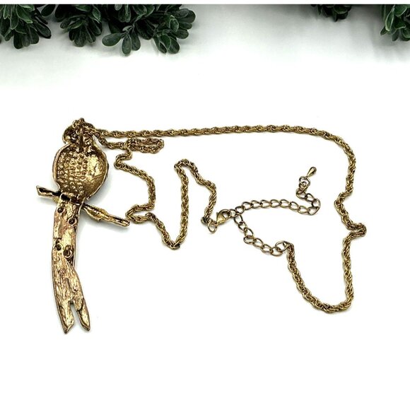 Vintage Rhinestone and Enamel Parrot Pendant Necklace Gold-Tone Metal 24" Chain - Picture 5 of 6
